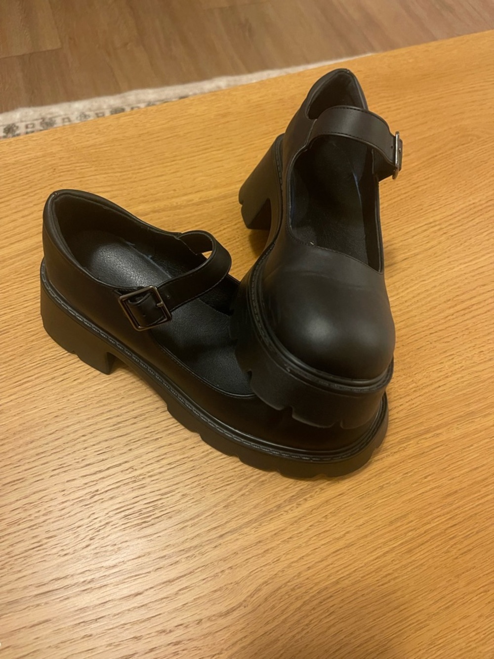 Source Unknown Black Mary Jane Platform Heels